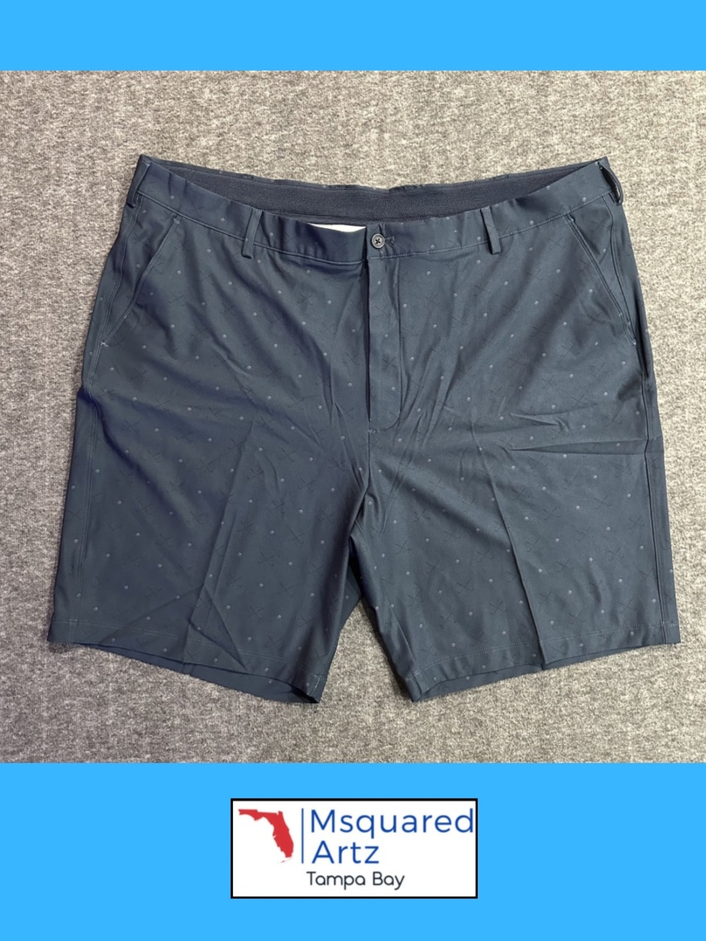 Greg Norman Golf Shorts Mens 44 Navy Blue Golf Ball Golf Club Performance